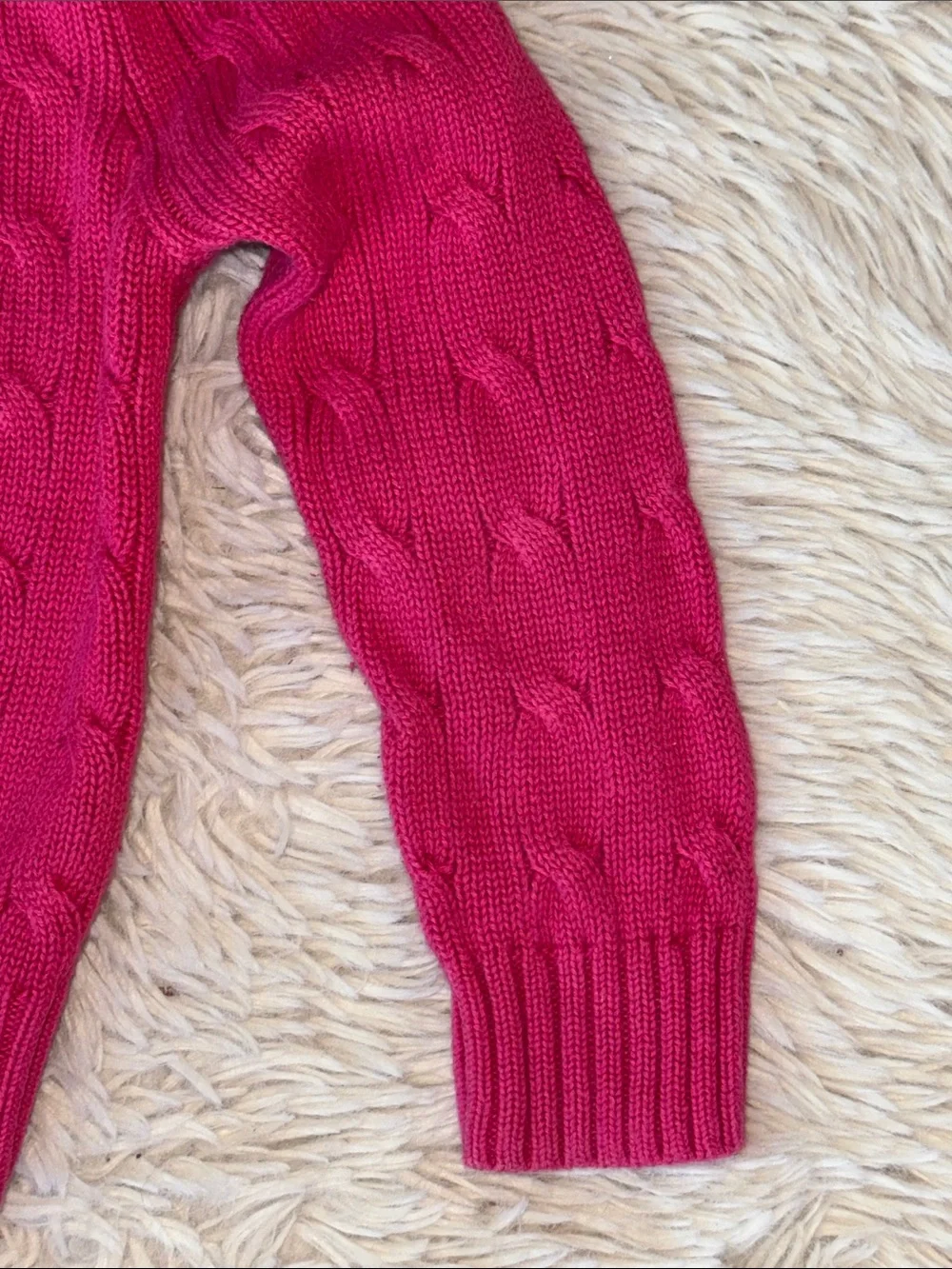 🐎 Ralph Lauren Girls Cable-Knit Cardigan in Fuchsia 3/3T